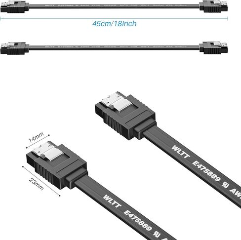 CABLE SATA III 0.6 قدم (4 عبوات) ، موصل زاوية مستقيمة من 7 أسنان ، سلك بيانات SATA 6 جيجابت في الثانية مع قفل قفل ، متوافق مع HDD ، SDD ، برنامج تشغيل أقراص مضغوطة ، كاتب أقراص مضغوطة ، 18 بوصة ، كابل أسود in Kuwait