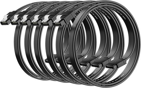 CABLE SATA III 0.6 قدم (4 عبوات) ، موصل زاوية مستقيمة من 7 أسنان ، سلك بيانات SATA 6 جيجابت في الثانية مع قفل قفل ، متوافق مع HDD ، SDD ، برنامج تشغيل أقراص مضغوطة ، كاتب أقراص مضغوطة ، 18 بوصة ، كابل أسود in Kuwait