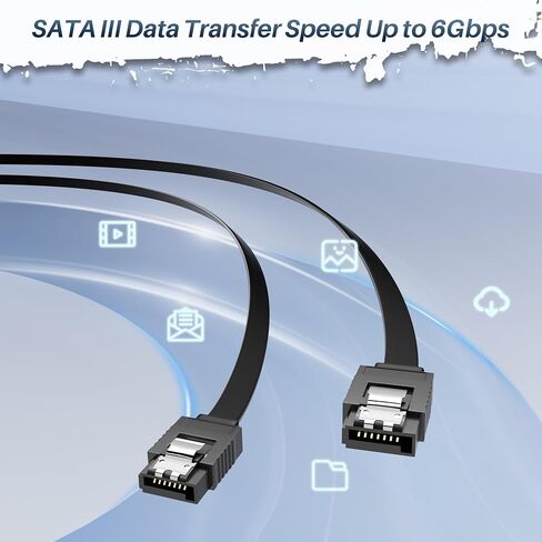 CABLE SATA III 0.6 قدم (4 عبوات) ، موصل زاوية مستقيمة من 7 أسنان ، سلك بيانات SATA 6 جيجابت في الثانية مع قفل قفل ، متوافق مع HDD ، SDD ، برنامج تشغيل أقراص مضغوطة ، كاتب أقراص مضغوطة ، 18 بوصة ، كابل أسود in Kuwait