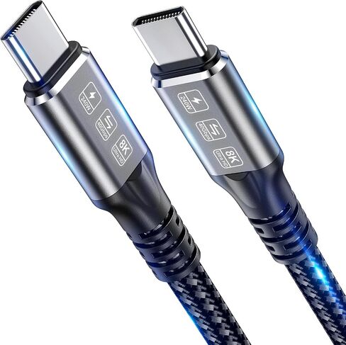 240W Thunderbolt 4 Cable 6.6ft USB C Thunderbolt 4 Cable Monitor Cable Supports 40Gbps Data Transfer and Single 8K/Dual 4K Video Compatible With Thunderbolt 4/3 Monitor, Hub, Docking Stations-Black in Saudi Arabia