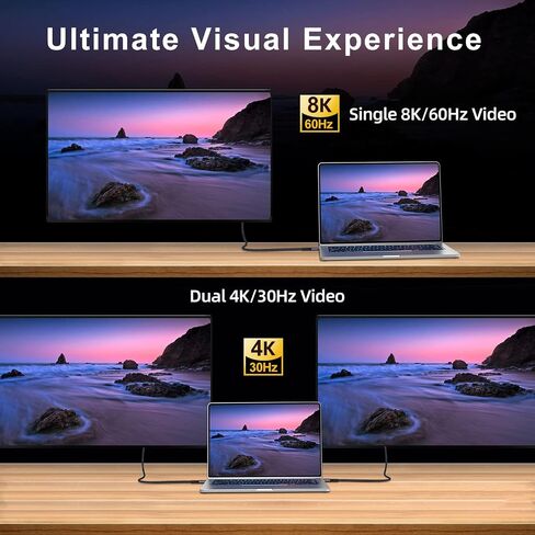 240W Thunderbolt 4 Cable 6.6ft USB C Thunderbolt 4 Cable Monitor Cable Supports 40Gbps Data Transfer and Single 8K/Dual 4K Video Compatible With Thunderbolt 4/3 Monitor, Hub, Docking Stations-Black in Saudi Arabia