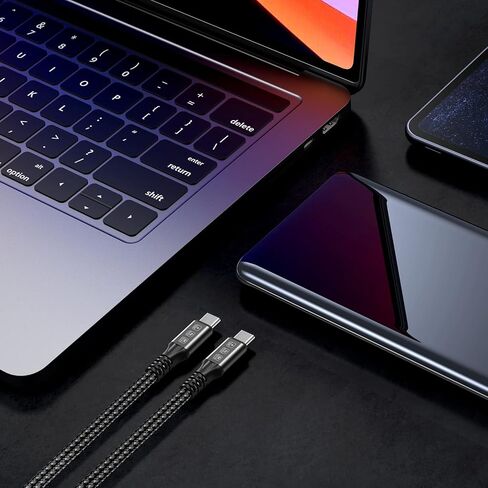 240W Thunderbolt 4 Cable 6.6ft USB C Thunderbolt 4 Cable Monitor Cable Supports 40Gbps Data Transfer and Single 8K/Dual 4K Video Compatible With Thunderbolt 4/3 Monitor, Hub, Docking Stations-Black in Saudi Arabia