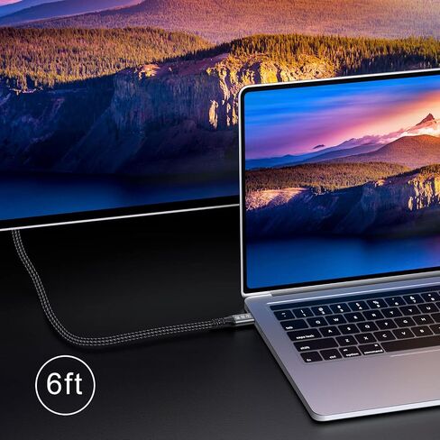 240W Thunderbolt 4 Cable 6.6ft USB C Thunderbolt 4 Cable Monitor Cable Supports 40Gbps Data Transfer and Single 8K/Dual 4K Video Compatible With Thunderbolt 4/3 Monitor, Hub, Docking Stations-Black in Saudi Arabia