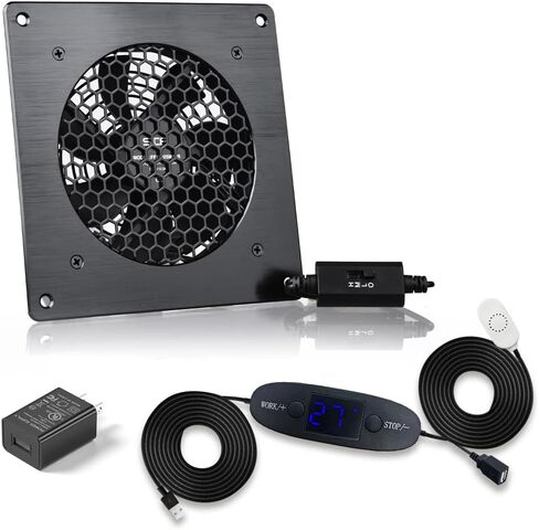120mm USB Quiet Cabinets Cooling Fan System 6" with 0-60℃ Adjustable Thermostat Control, for Home Theater AV Cabinets,Plant House, pet Kennel in Saudi Arabia