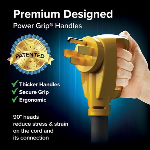 Camco Power Grip 30-Ft 50-AMP CARMPER/RV سلك-يتميز بأسلاك النحاس 6/3 + 8/1 من أجل الموصلية المتفوقة-تم تقييمها لمدة 125/250 فولت/12500 واط-W/مطلية PVC (55195) in Saudi Arabia