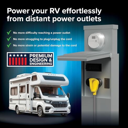 Camco Power Grip 30-Ft 50-AMP CARMPER/RV سلك-يتميز بأسلاك النحاس 6/3 + 8/1 من أجل الموصلية المتفوقة-تم تقييمها لمدة 125/250 فولت/12500 واط-W/مطلية PVC (55195) in Saudi Arabia