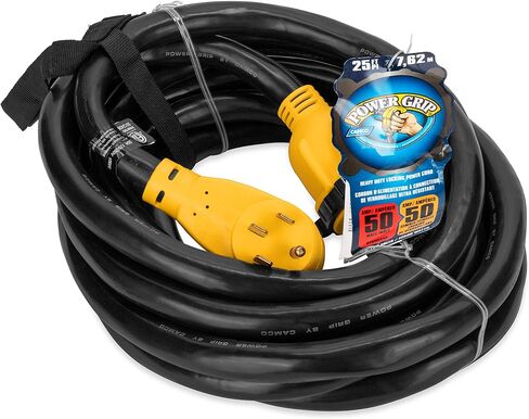 Camco Power Grip 30-Ft 50-Amp Camper/RV Extension Cord - Features Copper 6/3 + 8/1-Gauge Wires for Superior Conductivity - Rated for 125/250 V/12,500 W - Coated w/Heat-Resilient PVC (55195) in Kuwait