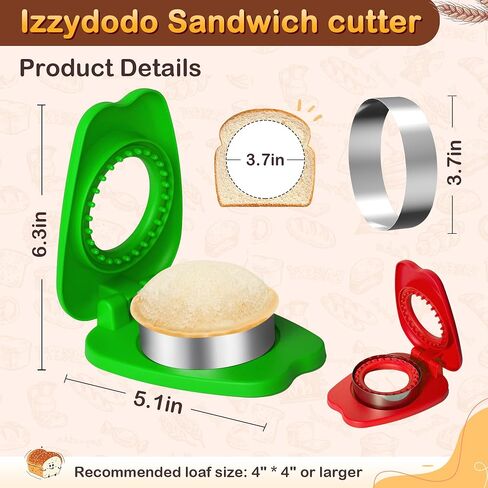 Uncrustables Sandwich Cutters for Kids Lunch Crustless Sandwich Maker Sealer Ideal for School Lunch Boxes and Bento Boxes Boys and Girls(RED Round) in Saudi Arabia