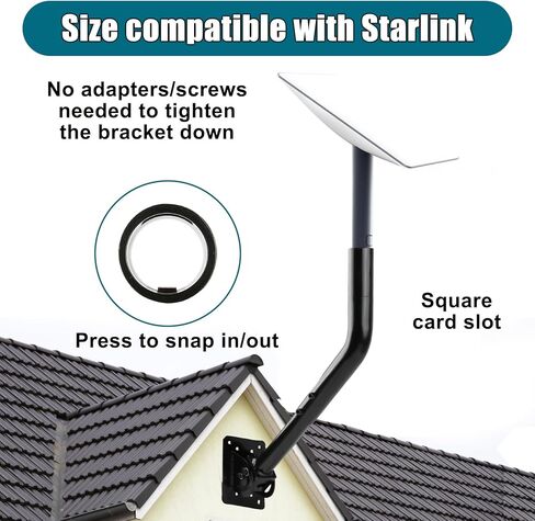 طقم تثبيت على السقف Starlink Gen 3 قابل للتعديل، حامل حائط Starlink Gen 3 مع محول أنبوب، دعامة حائط طويلة لقمر الإنترنت Starlink، حل تركيب متعدد الاستخدامات لـ Starlink Gen 3 / V3 in Saudi Arabia