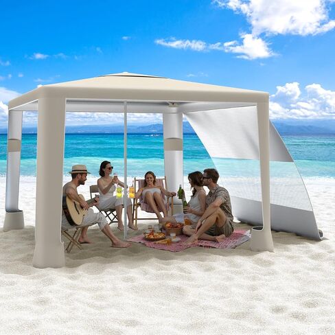 Moko Beach Cabana ، مظلة شاطئية كبيرة 8 '× 8' مع الجدار الجانبي ، UPF أكثر من 50+ حماية سهلة الإعداد شاطئ شمس شمس ، خيمة قابلة للتعديل مقاوم للرياح مع العائلة الكاملة ، خطوط البحرية in Saudi Arabia