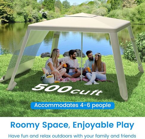 Moko Beach Cabana ، مظلة شاطئية كبيرة 8 '× 8' مع الجدار الجانبي ، UPF أكثر من 50+ حماية سهلة الإعداد شاطئ شمس شمس ، خيمة قابلة للتعديل مقاوم للرياح مع العائلة الكاملة ، خطوط البحرية in Saudi Arabia