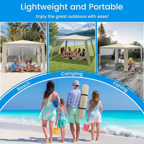 Moko Beach Cabana ، مظلة شاطئية كبيرة 8 '× 8' مع الجدار الجانبي ، UPF أكثر من 50+ حماية سهلة الإعداد شاطئ شمس شمس ، خيمة قابلة للتعديل مقاوم للرياح مع العائلة الكاملة ، خطوط البحرية in Saudi Arabia