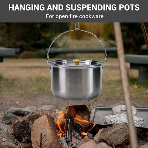 KingCamp Camping Cookware Set 304 Stainless Steel Campfire Cooking Pots Pan and Kettle with Travel Tote Bag for Camping Outdoor Kitchen Cooking Picnic for 4-6 in Kuwait