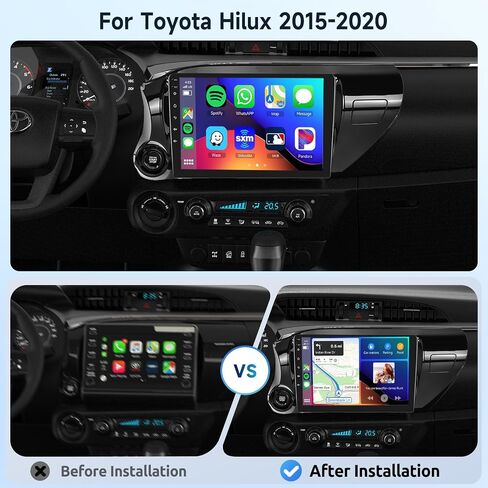 Podofo 8 Core+2G+64G CAR Radio To Toyota Hilux 2015-2020 ، Apple Carplay Android Auto Car Stereo ، 10.1 " in Saudi Arabia