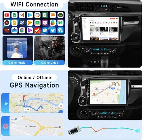 Podofo 8 Core+2G+64G CAR Radio To Toyota Hilux 2015-2020 ، Apple Carplay Android Auto Car Stereo ، 10.1 " in Saudi Arabia