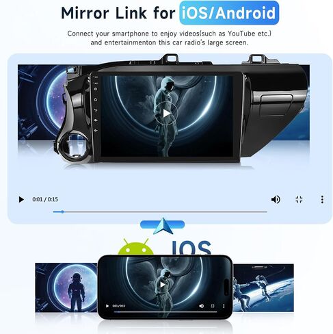 Podofo 8 Core+2G+64G CAR Radio To Toyota Hilux 2015-2020 ، Apple Carplay Android Auto Car Stereo ، 10.1 " in Saudi Arabia