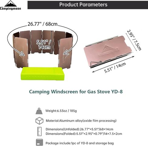 Campingmoon 8 Plates Foldable Camping Windscreen Folding Camp Stove Windshield with Storage Box in Kuwait