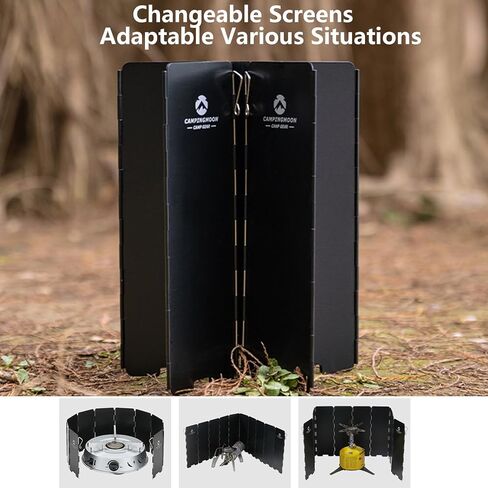 Campingmoon 8 Plates Foldable Camping Windscreen Folding Camp Stove Windshield with Storage Box in Kuwait