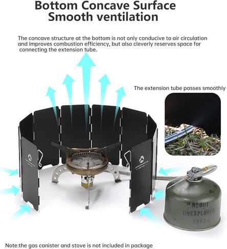 Campingmoon 8 Plates Foldable Camping Windscreen Folding Camp Stove Windshield with Storage Box in Kuwait