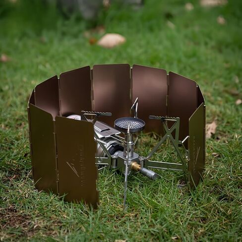 Campingmoon 8 Plates Foldable Camping Windscreen Folding Camp Stove Windshield with Storage Box in Kuwait