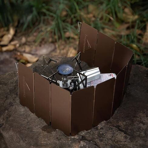 Campingmoon 8 Plates Foldable Camping Windscreen Folding Camp Stove Windshield with Storage Box in Kuwait