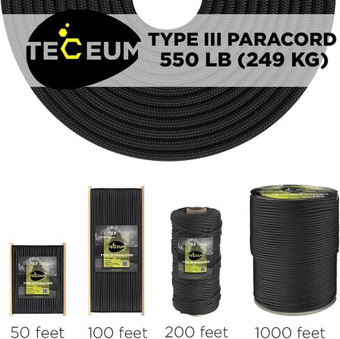 Teceum 5/32 "Paracord Rope 1000 - 1000ft / 200ft / 100ft / 50ft - Tactical Parachute Cord 4mm - 45+ Color in Kuwait
