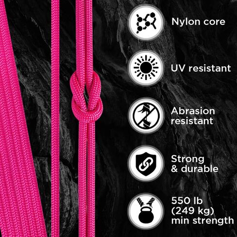 Paracord Rope 550 lb 4mm – Parachute Cord – Utility Camping Rope | 550 Paracord Type III, 50ft to 1000ft, 45+ Colors, Survival and Tactical Outdoor Gear, Nylon Core Para Cord for Clothesline in Saudi Arabia