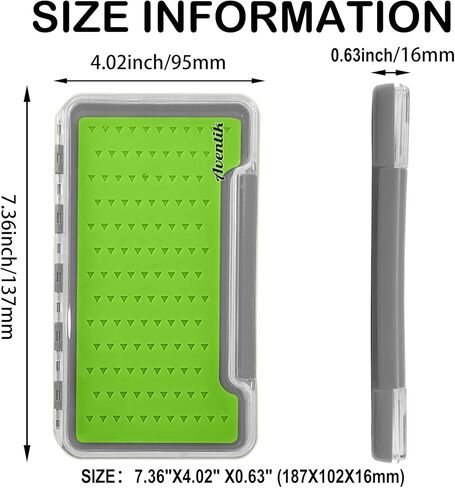 2pack Waterproof Silicone Fly Fishing Boxes Supper Slim Clear Plastic Lid Easy Grip Foam Fishing Tackle Storage (h048m green) in Kuwait