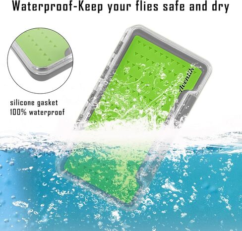 2pack Waterproof Silicone Fly Fishing Boxes Supper Slim Clear Plastic Lid Easy Grip Foam Fishing Tackle Storage (h048m green) in Kuwait