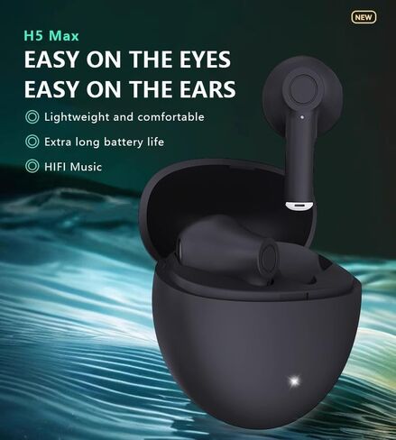 سماعات Bluetooth-سماعات أذن لاسلكية مع Bluetooth 5.3 ، IPX5 مقاوم للماء ، تصميم فائق الوزن (3.5 جم) (أسود) in Kuwait