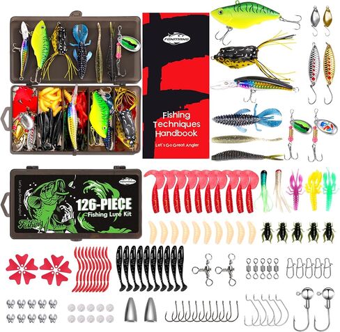 Fishing Lures - 2025 New Tackle Box with Tackle Included, Fishing Kit with VIBs, Frogs, Minnows, Soft Baits, Hooks & Weights Accessories, Freshwater Lure Kit for Bass Walleye Trout in Saudi Arabia