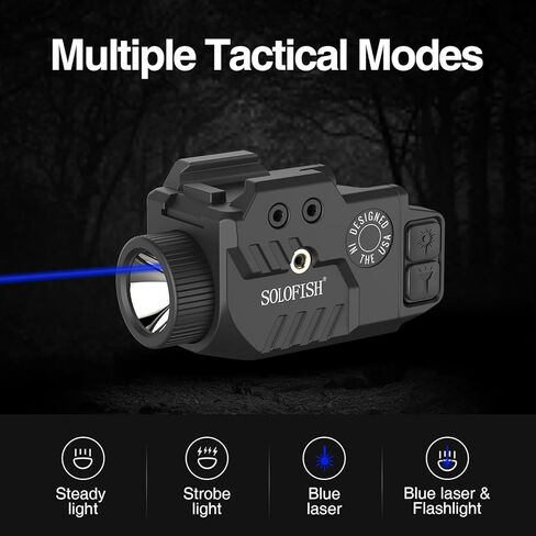 SOLOFISH 600LM مسدس كومبو ليزر مع السكك الحديدية القابلة للتعديل للسكك الحديدية الكاملة والضغوط ، مشهد ليزر أخضر مقاوم للصدمات وضوء السلاح مع وظيفة القوية والذاكرة ، قابلة لإعادة الشحن in Kuwait