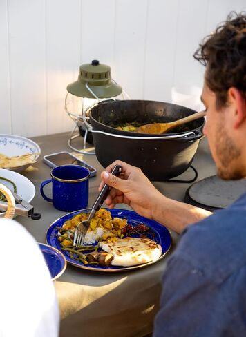 GSI Outdoors Mesa 2-person Enamelware Dining Set 6-pieces – Cream with Bronze-Finished Stainless Steel Rim, Dishwasher Safe in Saudi Arabia