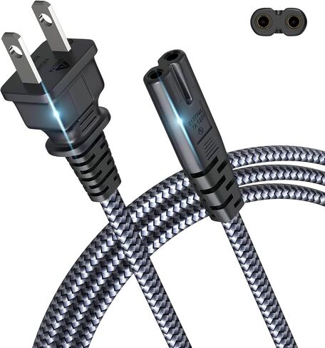 Short 2 Prong Power Cord, Goalfish 1FT/0.3M Power Cable 7A 125V TV Power Cord 18AWG Power Cable Replacement for Sony PS5, PS4, PS3, Game Console, Speaker, Monitor, HDTV, 4K TV, Printer, DV Camera in Saudi Arabia