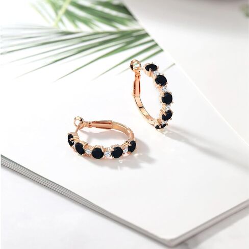 أقراط دائرية من Gem Stone King مطلية بالذهب الأصفر عيار 18 قيراط وفضة وأحمر وياقوت وزركونيا بيضاء للنساء (2.74 قيراط، مستديرة 4 مم و1.9 مم، قطر 1 بوصة) in Saudi Arabia
