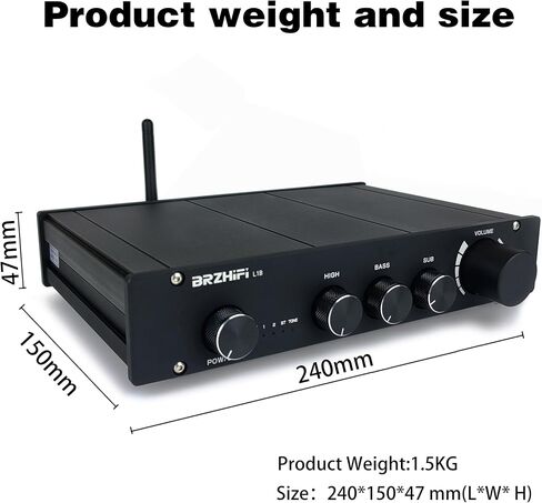L1B Pure Class A 2.1 قناة HIFI Audio Powerplifier High Middle and Bass Control Bluetooth 5.0 Decoding Receiver ، لمقاطعات المنزل/مكبرات الصوت النشطة (Silver) in Saudi Arabia