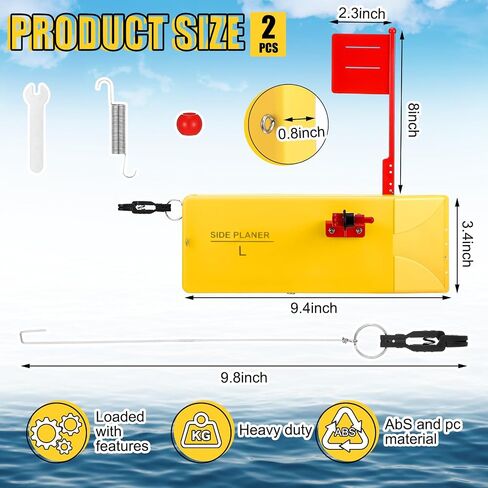 2 Pack Planer Boards for Fishing Trolling 8 x 3 Inches Off Shore Crappie Planer Boards Kits with Flag Fishing Accessory for Inshore Offshore Trolling Dragging in Saudi Arabia
