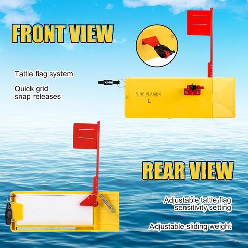 2 Pack Planer Boards for Fishing Trolling 8 x 3 Inches Off Shore Crappie Planer Boards Kits with Flag Fishing Accessory for Inshore Offshore Trolling Dragging in Saudi Arabia