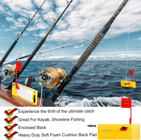 2 Pack Planer Boards for Fishing Trolling 8 x 3 Inches Off Shore Crappie Planer Boards Kits with Flag Fishing Accessory for Inshore Offshore Trolling Dragging in Saudi Arabia