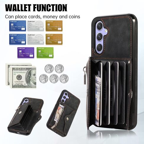 Phone Case for Samsung Galaxy A25 5G Wallet Cover and Tempered Glass Screen Protector with Wrist Crossbody Strap Lanyard Credit Card Holder Stand Leather Cell Accessories A 25 25A Women Men Blue in Saudi Arabia