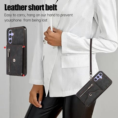 Phone Case for Samsung Galaxy A25 5G Wallet Cover and Tempered Glass Screen Protector with Wrist Crossbody Strap Lanyard Credit Card Holder Stand Leather Cell Accessories A 25 25A Women Men Blue in Saudi Arabia