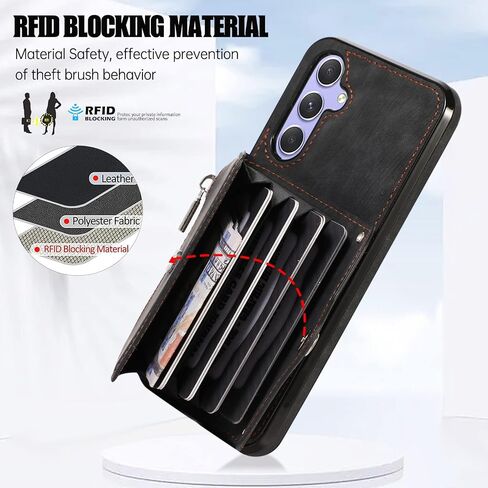 Phone Case for Samsung Galaxy A25 5G Wallet Cover and Tempered Glass Screen Protector with Wrist Crossbody Strap Lanyard Credit Card Holder Stand Leather Cell Accessories A 25 25A Women Men Blue in Saudi Arabia