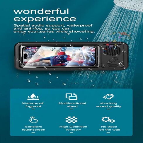 حامل هاتف Bluetooth دش مقاوم للماء ، مكبر صوت دش ، دوران 360 درجة ، حامل قابلة للاسترخ in Saudi Arabia