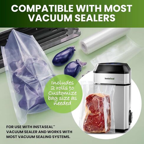 InstaSeal Food Vacuum Sealer Machine with 12 Bags, Compact Upright Food Sealer Vacuum Sealer for Food Allows to Seal Liquids, Marinades, Vegetables, Meats and More, Saver Keeps Food Fresher Longer in Saudi Arabia