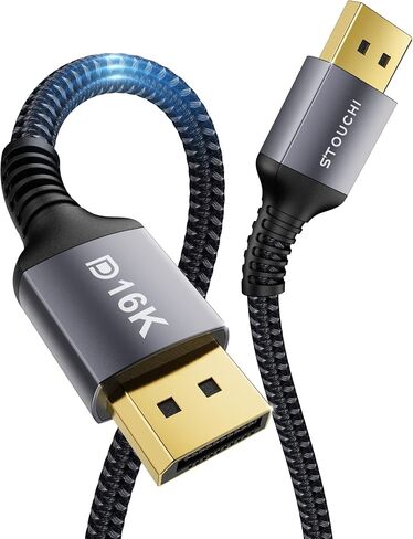 Stouchi DisplayPort Cable 2.1, 16K 8.2FT/2.5M DisplayPort Cable 80Gbps 16K@60Hz, 10K@60Hz, 8K@60Hz HBR3 4K@60Hz/144Hz 5K@60Hz 1080P@240Hz Support FreeSync G-Sync HDR10 for Gaming Monitor Graphics Card in Saudi Arabia