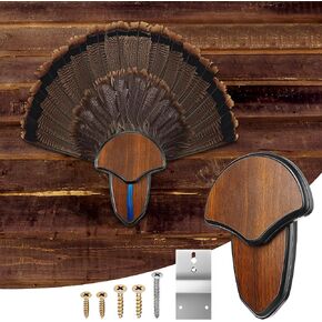 Turkey Fan Mount Kit, Wooden Turkey Tail Mount for Hunting Assemble Display, Easy to Install Hunting Accessories Kit, Hunter Gifts