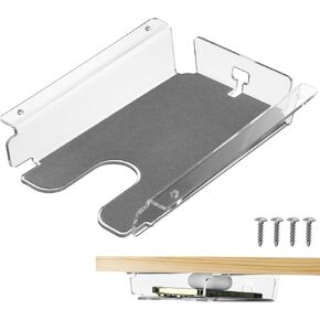 Under Desk Storage Shelf for Phone, Acrylic Under Desk Mount Phone Holder for Office Desks and Workstations, Hidden Space-Saving Under Table Smartphone Storage Holder, Black
