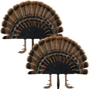 2 Pack Turkey Fan Mount Kit Turkey Hunting Gear Accessories, Metal Turkey Mounting Kit for Hanging Tail, Feather, Beard, and Legs, Universal Turkey Plaque Hunting Trophy Hanger, Wall Mounted/ Stand