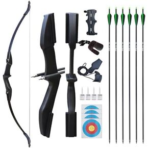 D&Q Archery Bow and Arrow Set for Adults Beginner Teenagers Youth, Takedown Recurve Bow 20lbs 30lbs 40lbs Left and Right Handed Bow, Recurve Bow Set for Outdoor Target Practice