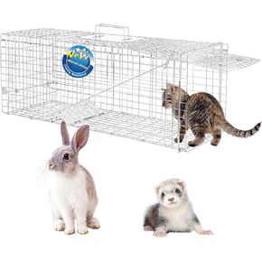 Cat Trap for Stray Cats Humane - 32" Humane Animal Trap for Raccoons, Squirrel, Skunk, Mole, Groundhog, Armadillo, Rabbit - Humane Rat Cat Trap Indoor Outdoor